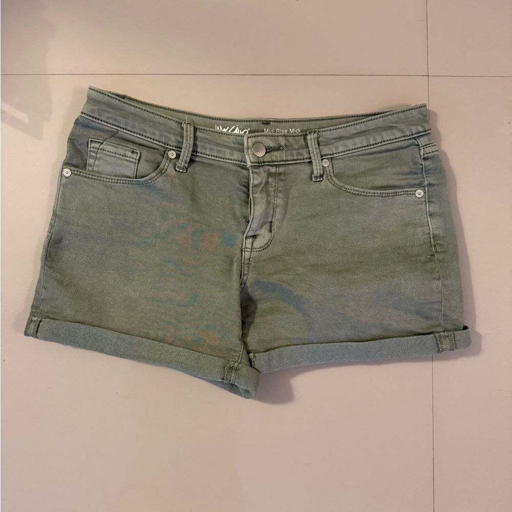 Mossimo Supply Co Green Jean Shorts with Cuffed Hem
